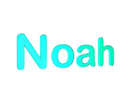 The name "Noah" in bold blue text on a white background.