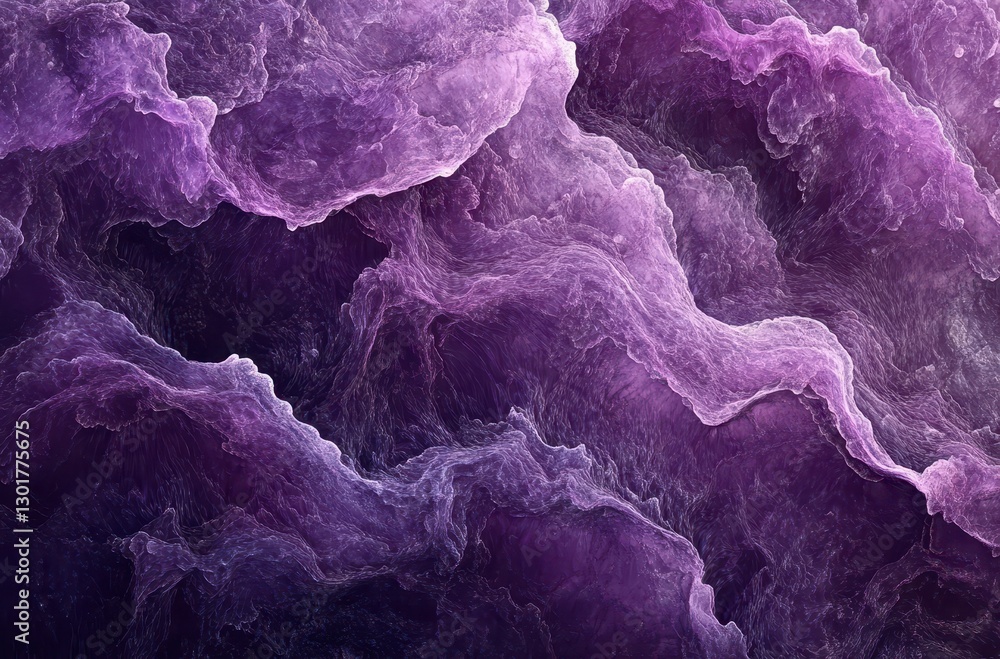 Poster abstract purple waves in fluid art style, evoking a sense of depth and movement with soft texture an