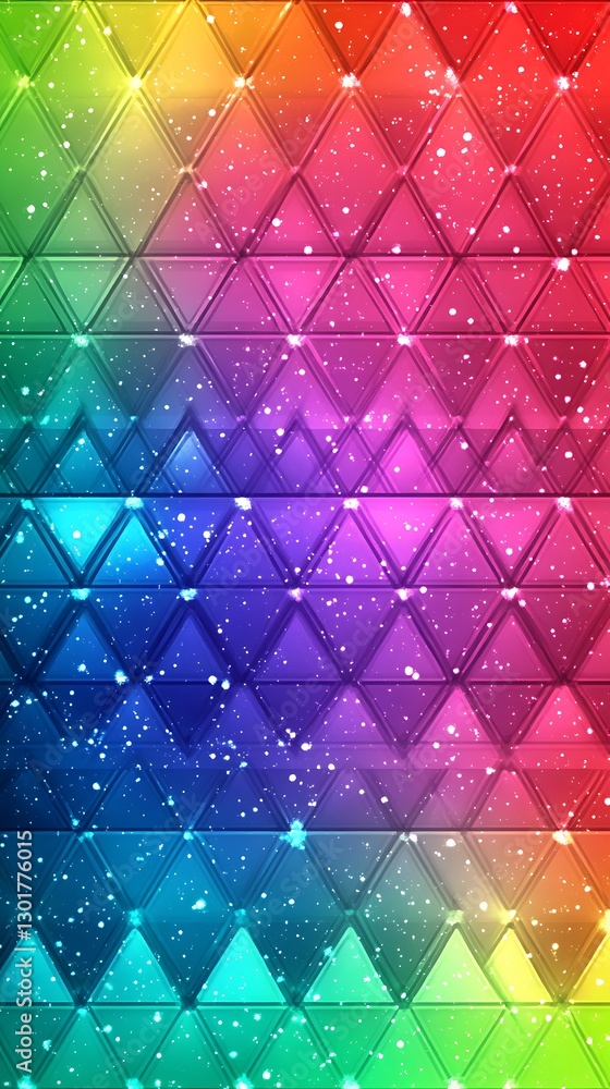 Poster abstract colorful background with triangle pattern and glittering effect