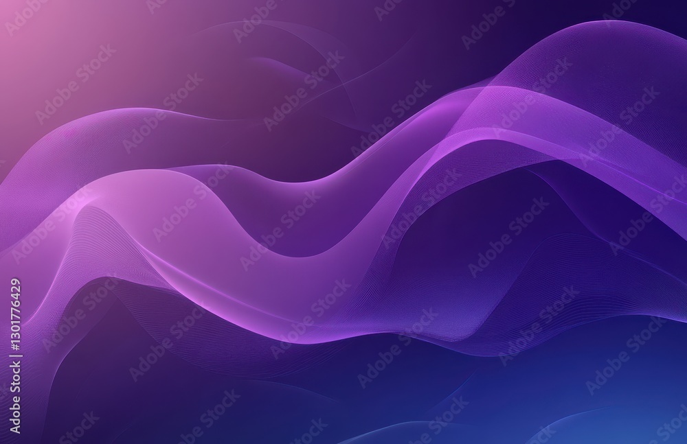 Poster abstract swirl of purple and blue waves creating a dreamy background with smooth lines and soft grad