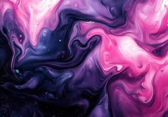 Obraz premium Abstract swirling patterns in vibrant purple and pink hues, showcasing fluid dynamics and artistic design elements for modern decor and creative projects.