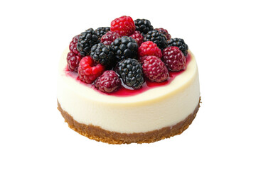 Delicious cheesecake topped with fresh berries, cut out
