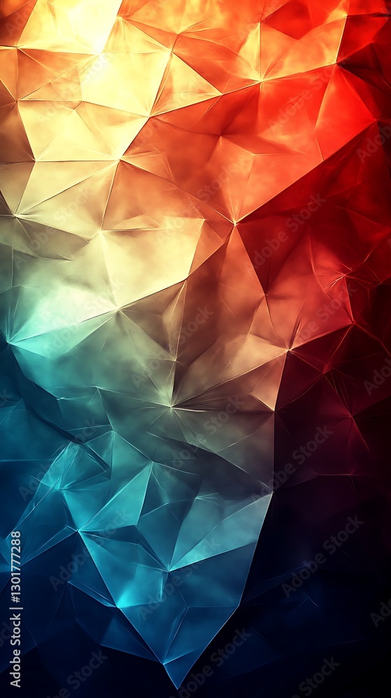 Poster abstract geometrical surface with triangular forms and graduated colors