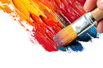 Fototapeta premium Vibrant brush strokes on canvas create lively art, cut out