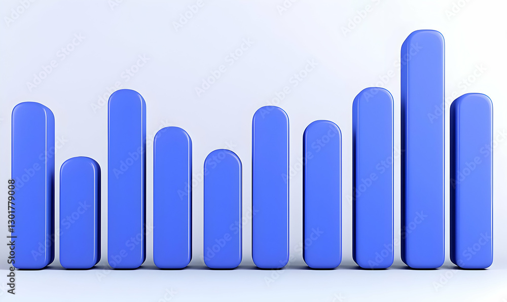 Poster blue bar graph representation of data visualization and growth trends