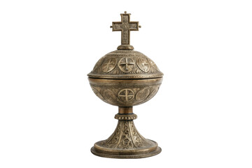 Fototapeta premium Decorative globe with cross design and intricate carvings for cultural expression and religious significance