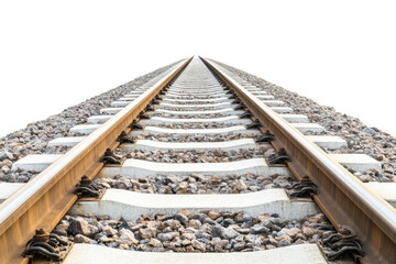 Naklejka premium Railway tracks in perspective on white, cut out