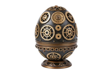 Unique steampunk egg design featuring intricate gears perfect for home decor or themed events