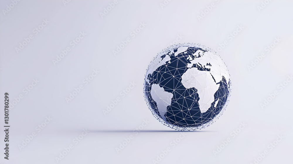 Poster abstract world globe design with geometric network lines