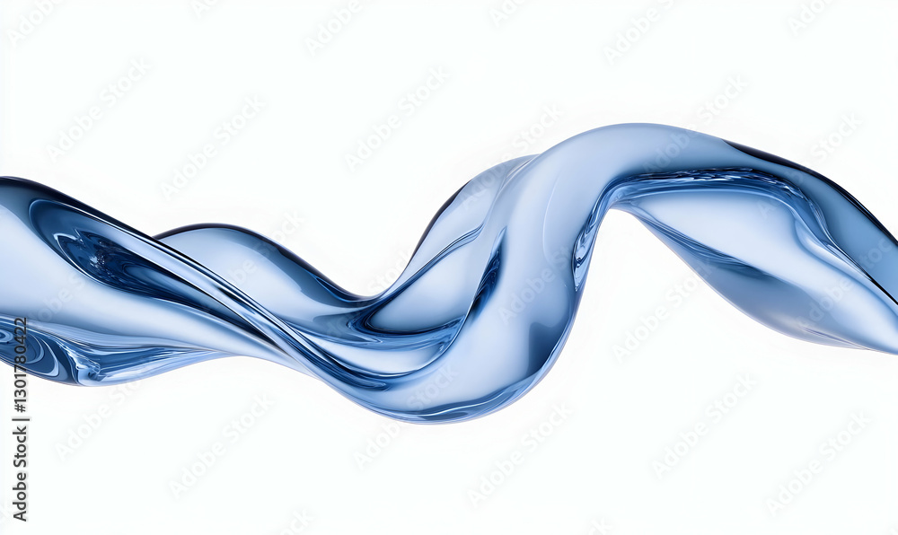 Poster fluid blue wave abstract design with smooth curves and twists
