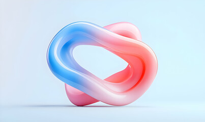 Abstract Flowing Shape in Soft Blue and Pink Tones on Light Background