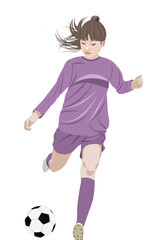 シュートするサッカー女子イラスト