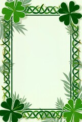 Intricate Celtic-inspired frame with shamrocks and knotwork, ideal for greeting cards and Irish-themed designs