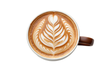 Creamy cappuccino with latte art design perfect for coffee lovers and cafe aesthetics
