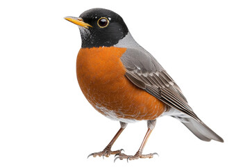 Colorful bird standing upright in clear focus, cut out