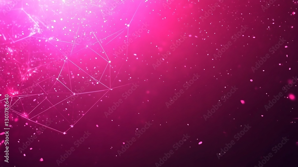 Poster pink plexus network background with glowing particles and connection lines