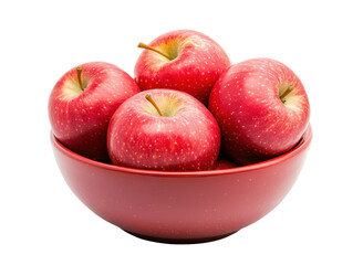 Fresh red apples in a vibrant bowl on display, cut out