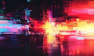 Fototapeta premium Futuristic abstract technology background with glitchy and vibrant light effects