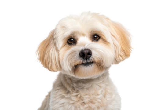 Cute small dog with fluffy fur looking directly at the camera in a friendly pose for pet lovers
