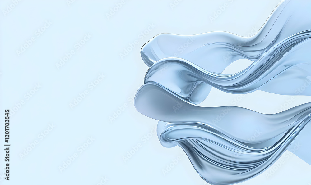 Poster flowing transparent waves on soft background in artistic composition