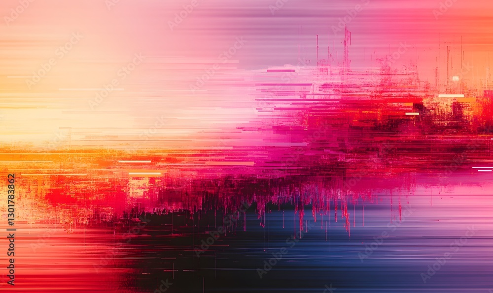 Poster abstract glitchy gradient background with vibrant color transitions and dynamic lines