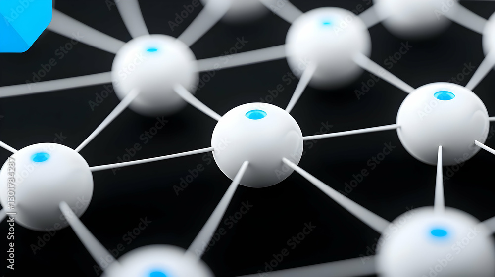 Poster abstract representation of connected nodes on dark background