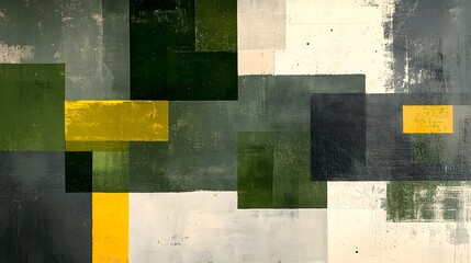 Abstract geometric design featuring green and yellow color blocks