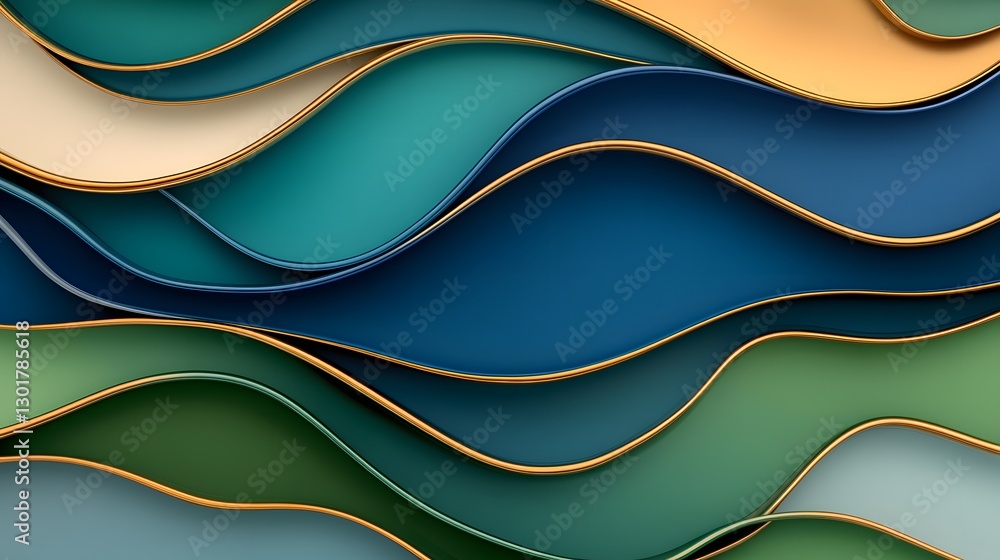 Aufkleber abstract wavy layers in earthy tones with smooth curves and patterns