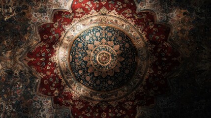 Obraz premium Ornate ceiling floral design with rich colors.