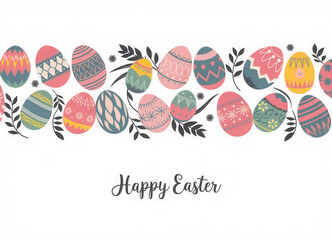 Fototapeta premium Greeting card with cute easter eggs and wishes. Vector 