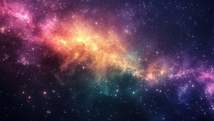 Colorful Galaxy with Bright Stars and Nebula in the Depths of Space, Capturing the Wonders of the Universe and Stellar Phenomena