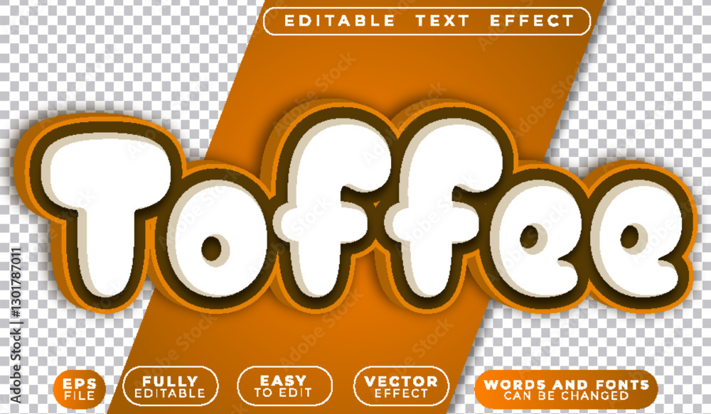 Poster toffee sugar caramel fully editable vector text file