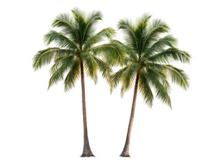 Obraz premium Twin palm trees with lush green leaves, cut out
