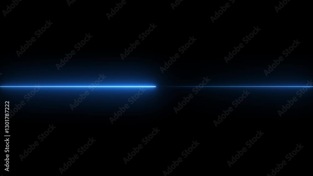 Poster seamless loop of glowing horizontal neon lines streaming across.moving blue light streak ray. digita