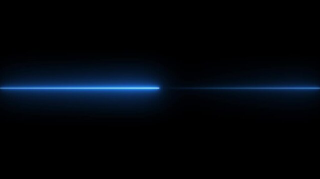 Seamless loop of glowing horizontal neon lines streaming across.Moving blue light streak ray. Digital Cyber Cube Hologram.