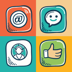 set of hand drawn icons