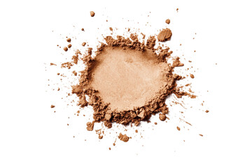 Natural brown powder on a white surface, cut out