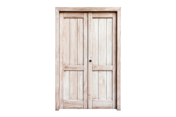 Wooden double doors with rustic finish, cut out
