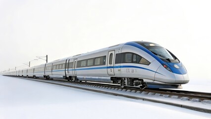 Naklejka premium High-Speed Train in Winter Landscape