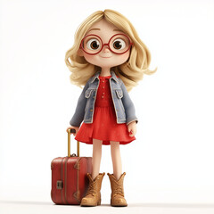 A full body character young boy with blonde wavy hair childlike innocence 10 years old Generative ai