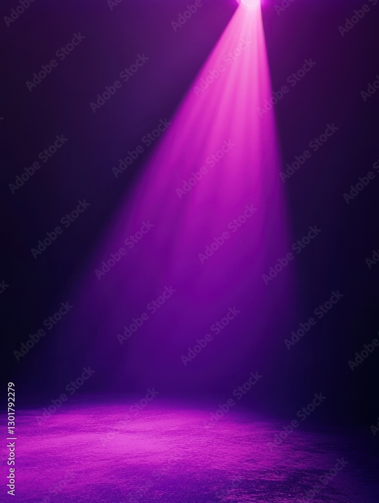 Poster dramatic purple spotlight illuminating empty stage with soft glow creating a mysterious atmosphere f