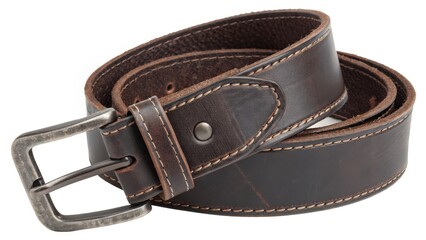 Brown Leather Belt with Metal Buckle