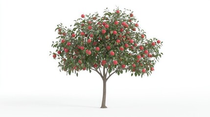Obraz premium Abundant red apple tree, studio shot, white background, digital rendering, website design