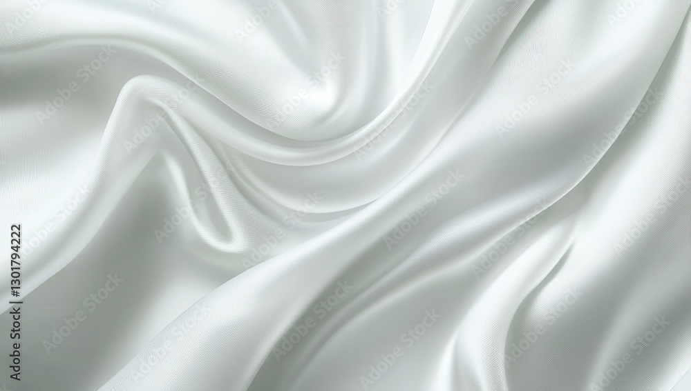 Poster elegant and smooth white satin fabric texture for background and design use with soft drapery and fl