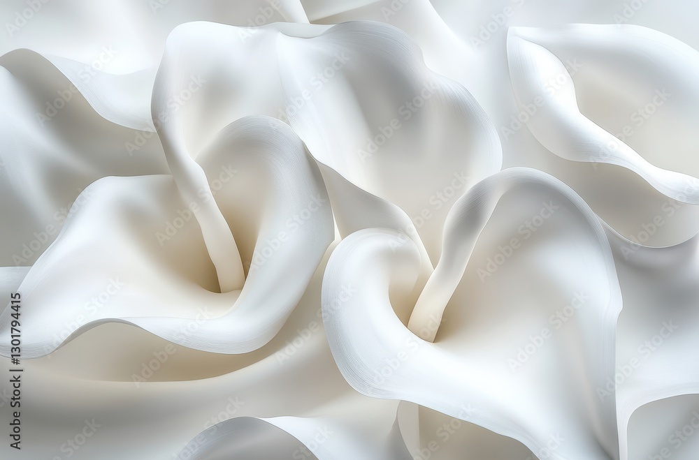 Poster elegant and soft white fabric waves creating a serene and artistic background for various design app