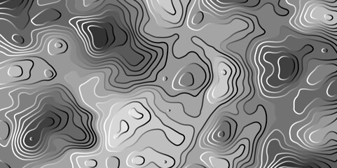 Fototapeta premium black and white topographic contour map background.