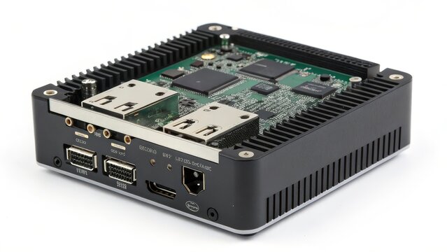 Compact Embedded System with Ethernet Ports and Heat Sink