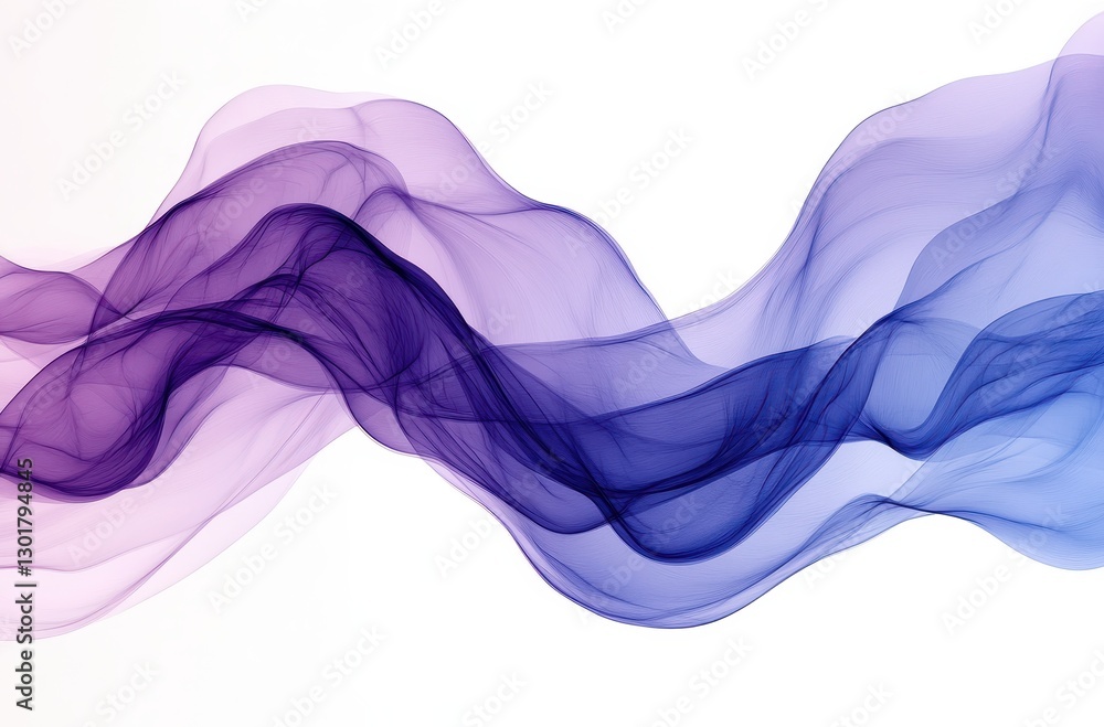 Poster elegant flowing waves of translucent purple and blue smoke creating a soft and dreamy abstract backg