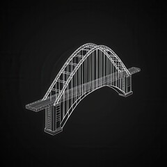 Fototapeta premium Wireframe Design of a Modern Arch Bridge on Black Background
