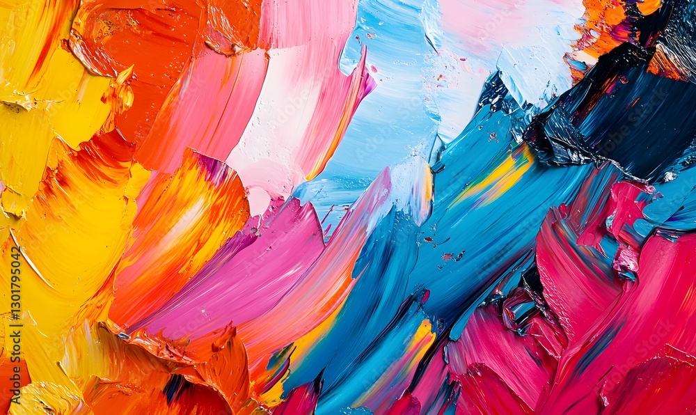 Aufkleber vibrant strokes of color a dynamic abstract painting with textural layers